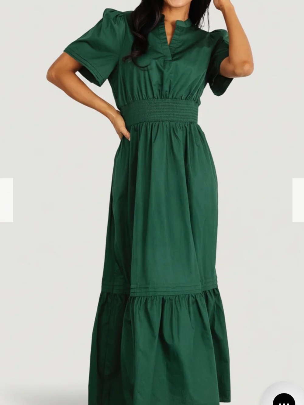 Baltic Born Green Puff Sleeve Tiered Midi Dress - S